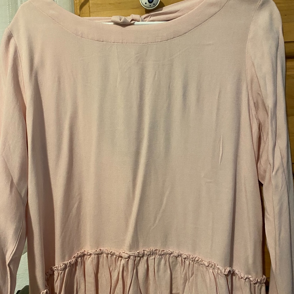Oval cut baby pink blouse